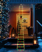 Toodour LED Christmas Light - 10ft Christmas Decorative Ladder Lights with Santa Claus, Christmas Decorations Lights for Indoor Outdoor, Window, Garden, Home, Wall, Xmas Tree Decor - Red & Green