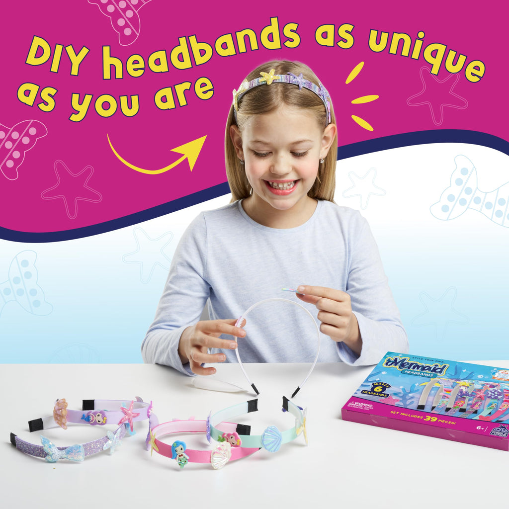 PURPLE LADYBUG Mermaid Headband Making Kit - Mermaid Hair Accessories for Girls 6-8 Years Old - DIY Hair Kit for Girls - Mermaid Crafts for Girls Ages 6-8, Stocking Stuffers for Girls Christmas Gifts