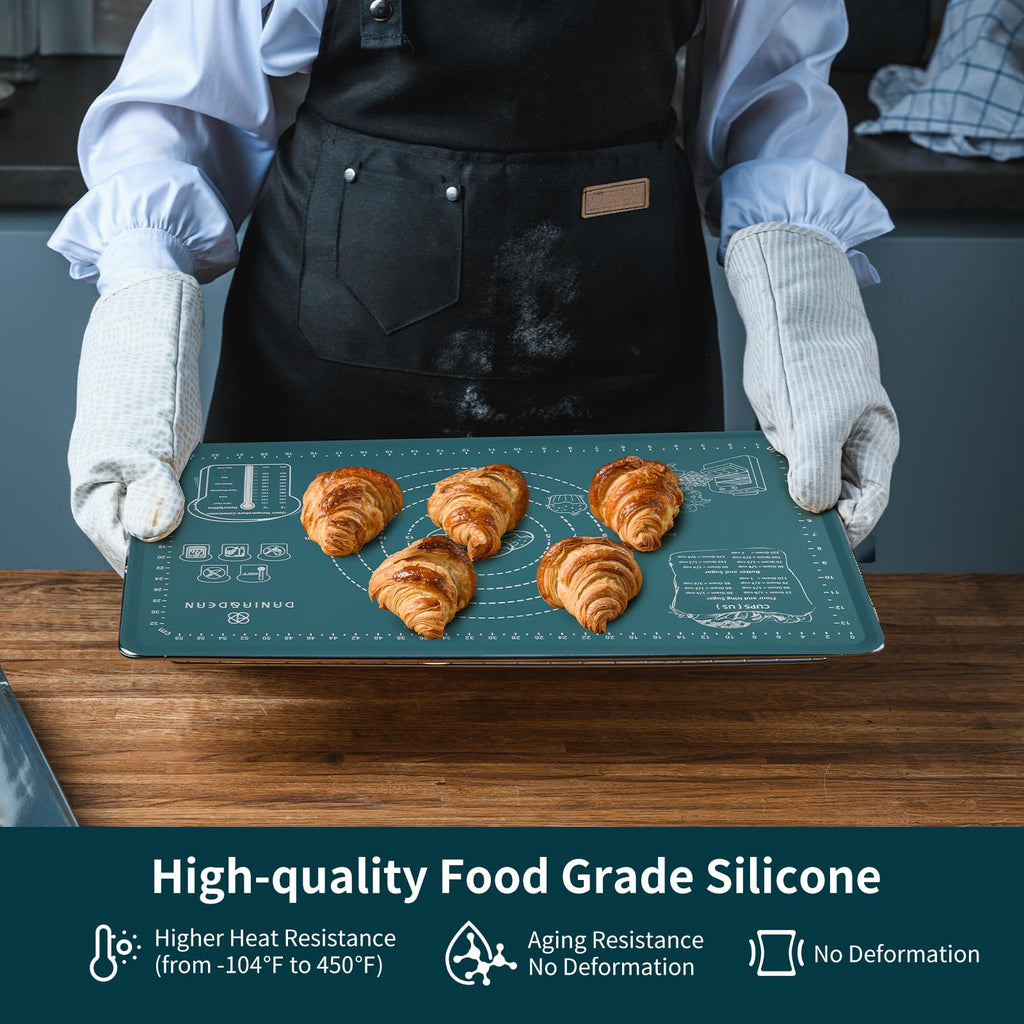 DANIA & DEAN Silicone Baking Mat - Upgrade Mom Theme 26x16 Inch Extra Thick Pastry Mat with Measurements, Non-Slip and Reusable, Kneading Dough Mat for Kitchen Counter, Bread, Cookies, Pizza, Pasta