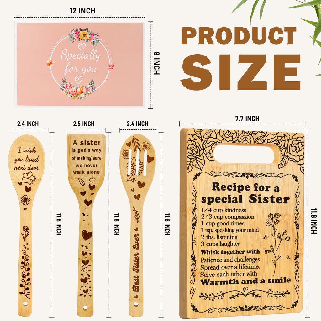 Sister Gifts from Sister, Sister Birthday Gift Ideas, Birthday gifts for Sister, Inspirational Quote Gifts for Women Bestie BFF Soul Sister Friend, Christmas Gifts for Sister- Cutting Board Set