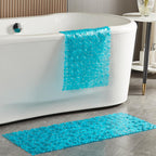 Webos Bath Shower Mat Non Slip: Extra Large Pebble Bathtub mat for Kids, Elderly, Anti Slip Shower Matt with Drain Holes Suction Cups Tub Mat - 16 X 40 Inch Clear Green