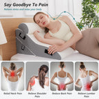 Longering Bed Wedge Pillow for Sleeping 3 PCS - 35D Foam Wedge Pillow Post Surgery for Back Leg Pain Relief - 22.5" Wide Triangle Pillow Wedge for Acid Reflux & Snoring & GERD (White Grey)