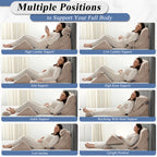 Axelrod 4PCS Orthopedic Bed Wedge Pillow Set, Post Surgery Foam for Back, Neck and Leg Pain Relief Comfortable & Adjustable Pillows- Anti Snoring, Heartburn, Acid Reflux & GERD Sleeping Light Brown