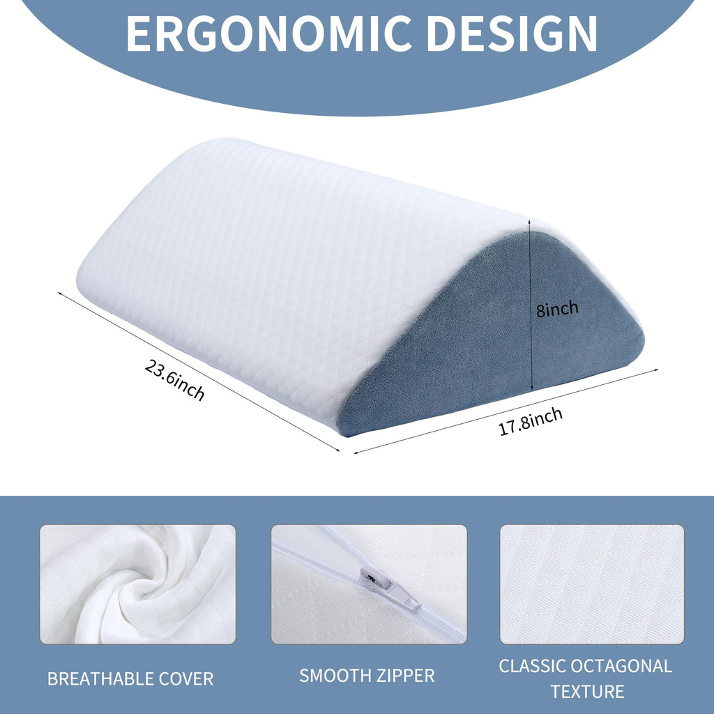VMFKPNR Knee Wedge Pillow, 8" Knee Pillow for Back Sleeping Leg Pillow, Leg Elevation for Legs Post Surgery, Triangle Pillow for Knee Support, Hip Back Pain Relief