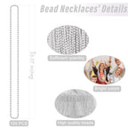 EOBOH 100PCS Bead Necklace, Silver Mardi Gras Beads Stuff Party Favors, Christmas 33" Toy Necklaces Costume, Festival Parade Throw Accessories for Wedding Birthday Celebrations Decoration
