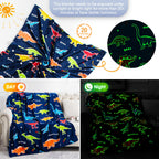 Dinosaur Gifts Toys for Kids Boys - Glow in The Dark Blanket Dino Throw Age 1-13 Years Old Toddler Teen Son Girls Present Birthday Christmas Halloween Valentine's Day Easter Teenager Child Gift