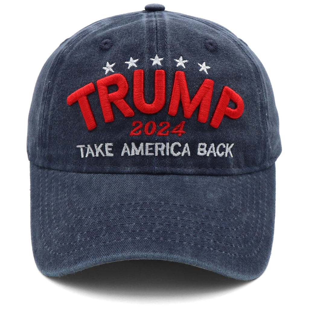 xywlwoer Trump 2024 MAGA Hat, Trump Hat Trump Merchandise Take America Black Hat USA Flag 45-47 MAGA Baseball Cap Blue