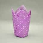 QLSmypkg Large Muffin Greaseproof paper Baking cupcake cups, 2-1/4" x 4" Purple printed with Polka Dot Tulip Baking Cup(Large) (125pcs)
