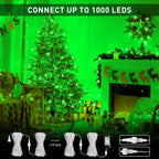 JMEXSUSS Connectable 100 LED Green Halloween Lights, 8 Modes Green Christmas Lights Plug-in, 33ft Clear Wire Green Christmas String Lights Indoor Outdoor Waterproof for Halloween Xmas