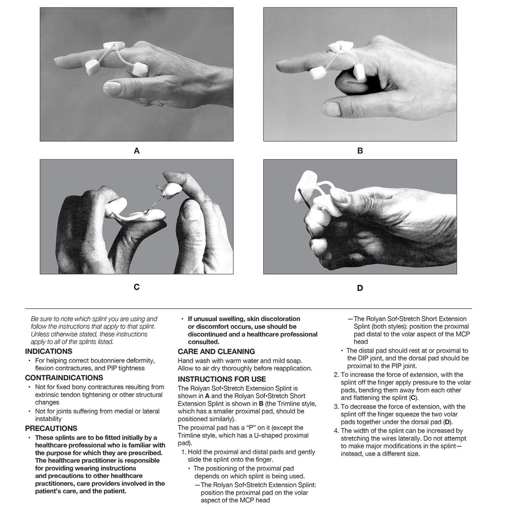 Rolyan Sof-Stretch Extension Splint, Small, White, Finger Brace & Knuckle Immobilization Device, Recovery & Rehabilitation Aid for Edema, Joint Extension & Contractures, Support for Injured Fingers