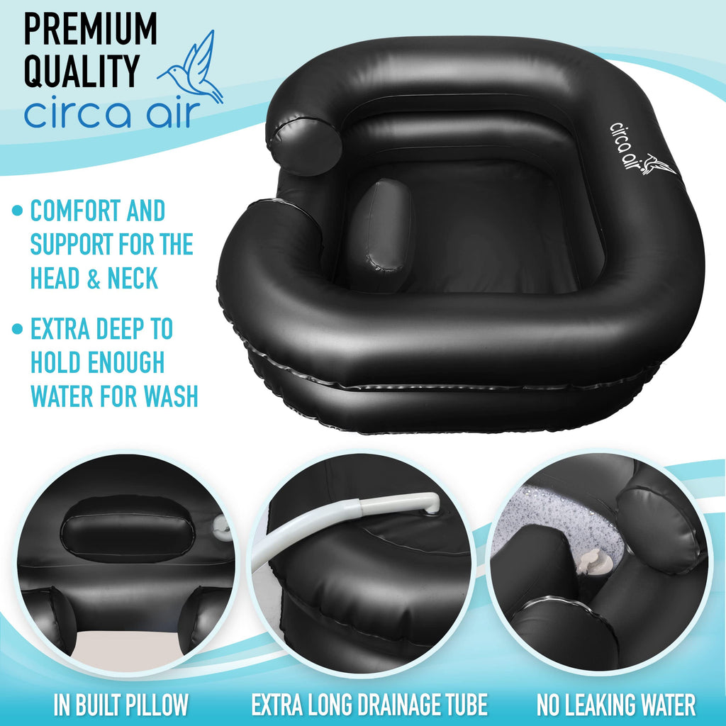 Circa Air Inflatable Hair Washing Basin for Bedridden, Portable Shampoo Bowl for Home, Mobile Hair Washing Station, Portable Sink for Washing Hair in Bed, Elderly Aid Hair Wash Tray, Loc Detox Tub