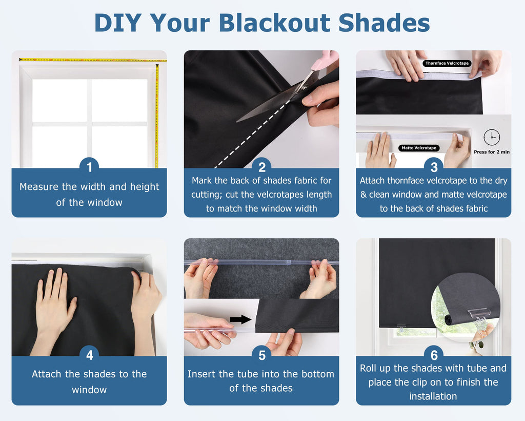 LazBlinds 100% Blackout Roller Shades, No Tools No Drill Cordless Blinds for Windows, Thermal Insulated UV Protection Privacy Window Shades for Bedroom (36''W x 72''H, Black)
