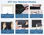 LazBlinds 100% Blackout Roller Shades, No Tools No Drill Cordless Blinds for Windows, Thermal Insulated UV Protection Privacy Window Shades for Bedroom (36''W x 72''H, Black)