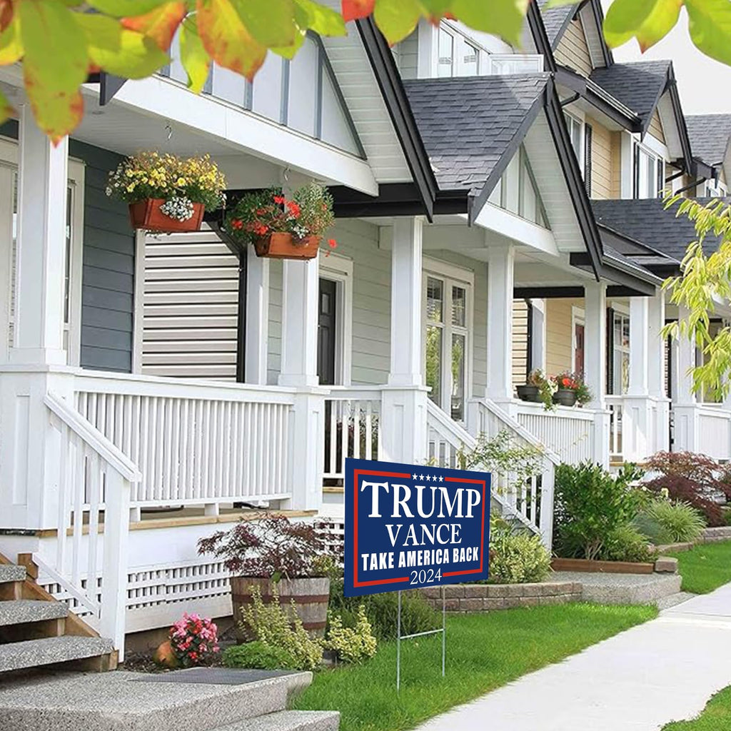WENWELL Trump Vance 2024 Yard Signs 2-Pack – Double-Sided,Waterproof,UV Resistant,12x18 Inchs with Metal H-Stakes – Donald Trump JD Vavce Campaign Rally Placard Outdoor Lawn Decoration