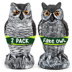 TRAYDER 2 Pack Fake Owl Decoys Large, 10.7" Outdoor Decorations Anti Bird Repellent Owls for Garden Deterrent, Scarecrow Horned Owl Statue Decoy to Scare Birds Away, Suit Backyard, Patio Decor
