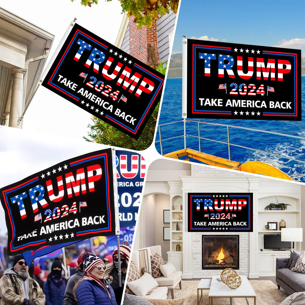JOWHOL Trump 2024 Flag 3x5 FT Double Sided 3 Ply President Trump Flag Take America Back Banner Indoor Outdoor Heavy Duty With Clear Vivid Patriotic Colors Design UV & Fade Resistant 2 Brass Grommets