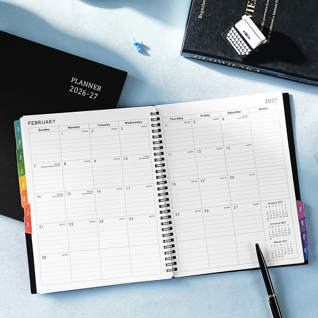 Planner 2026-2027 for Office, School, Home - Spiral Bound Academic Monthly Weekly Calendar July 2026 - June 2027 Organizer with To Do List, Tabs & PP Cover 8" x 10"