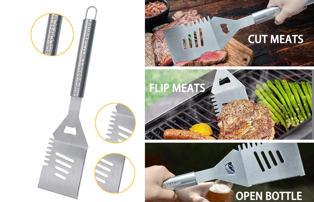 Grandpa Gifts, Grilling Gifts for Grandfather, Gifts for Grandpa Papa Christmas Birthday Retirement Form Grandchildren, Unique Useful Gifts for Elderly Men Stocking Stuffers Ideas, BBQ Set 3 with Bag