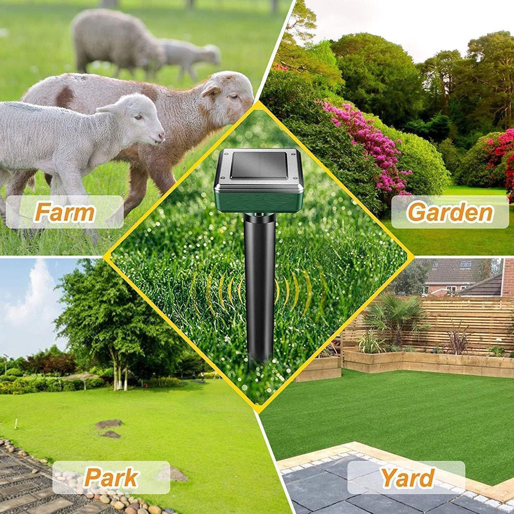 outtkitywi 8 Pc Mole Repellent Solar Powered Sonic Mole Deterrent Spikes, Snake Gopher Vole Repellent for Lawn Garden & Yard Gopher Deterrent, Groundhog Repeller