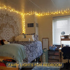 JMEXSUSS 2 Pack Fairy Lights Battery Operated with Remote, Total 200 LED 66ft Battery Powered Christmas Lights, 8 Modes Twinkle String Lights for Bedroom, Indoor Christmas Tree Decor, Warm White