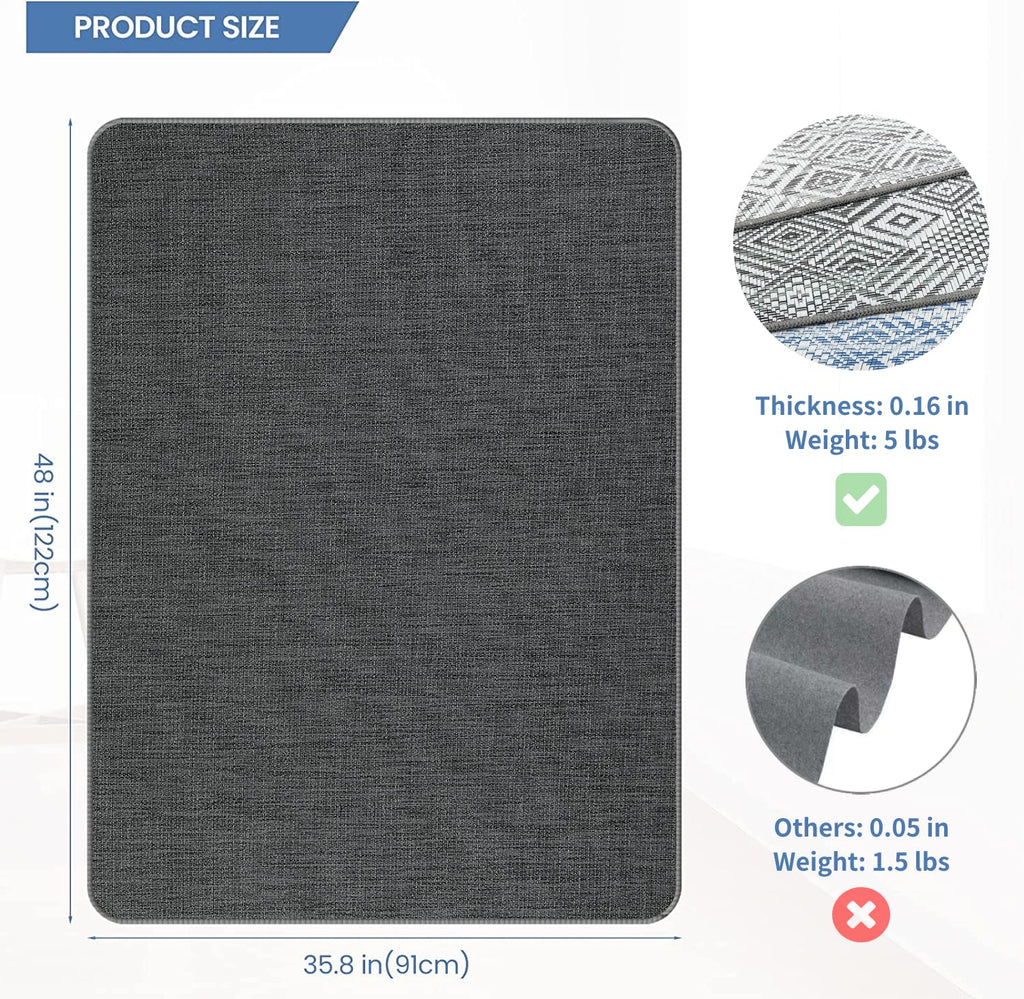 RccugmatS Chair Mat for Hardwood Floor, 36" x 48" Heavy Duty Office Chair Mat for Rolling Chairs, Anti Slip, Computer Desk Chair Mat, Floor Protector for Home Office, Black&Grey