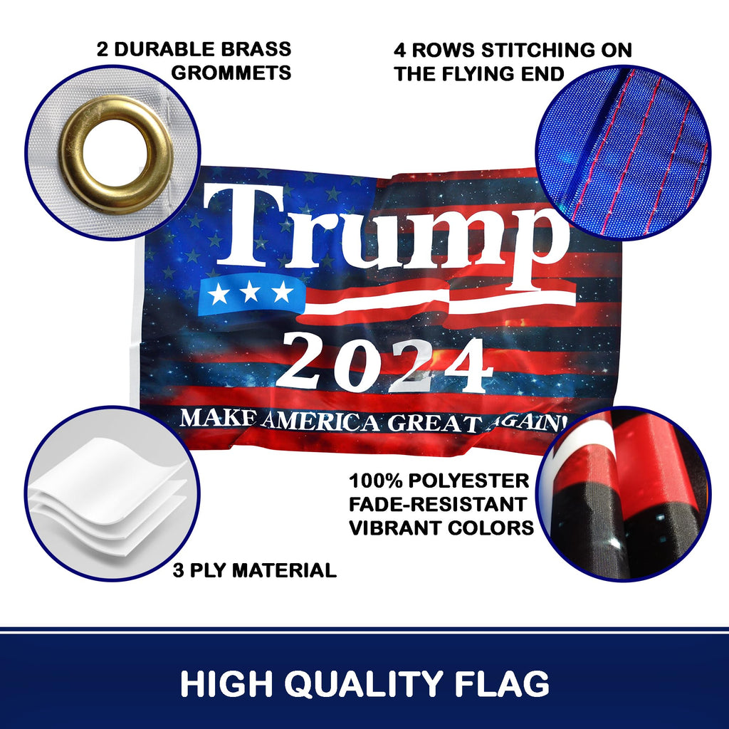 Trump 2024 Flag 3x5 Ft - 3 Ply Trump Flag 2024 Double Sided - Make America Great Again Flag - Bright Vivid Colors Donald Trump Flags 3x5 Outdoor - Trump MAGA flag - Indoor Outdoor Trump Banner - Trump Merchandise 2024
