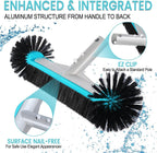 Swimming Pool Brush Head with Round Ends,17.5" Heavy Duty Aluminum Back Head for Cleans Walls, Tiles & Floors, 7 Rows Premium Nylon Bristles with EZ Clips (Blue Black)