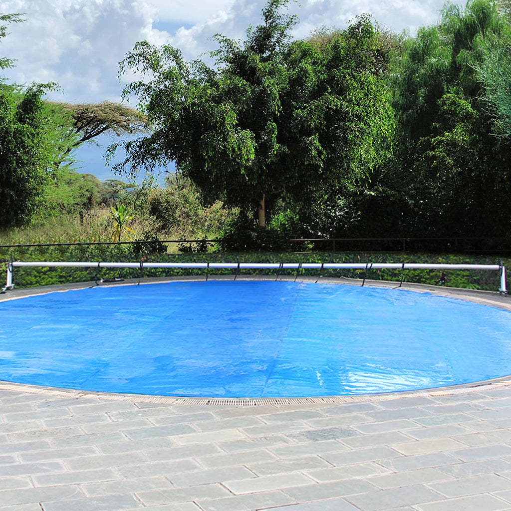 Goplus Pool Cover, 16 x 32 FT Solar Blanket 12 Mil with Carrying Bag for In-Ground and Above-Ground Swimming Pools, Rectangle Hot Tub SPA Thermal Blanket, Blue Bubble