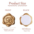 Yoption Initial Alphabet R Adhesive Wax Seal Stickers, 50 Pack Letter Wax Seal Stickers Envelope Seal Stickers Envelope Seals Self Adhesive Gold Stickers for Wedding Party Birthday Christmas (R)
