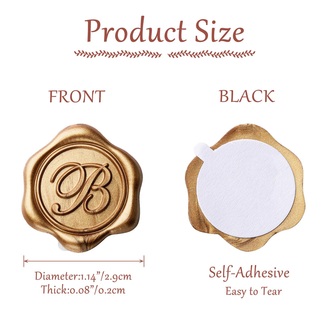 Yoption Initial Alphabet M Adhesive Wax Seal Stickers, 100 Pack Letter Wax Seal Stickers Envelope Seal Stickers Envelope Seals Self Adhesive Gold Stickers for Wedding Party Birthday Christmas (M)