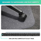 Thickened Chair Mat for Carpet - 48”X 36” Heavy Duty Office Chair Mat for Low-Pile Carpeted Floor. Easy Rolling Carpet Protector for Office Computer Desk Chair, Clear