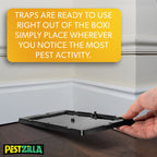 Pestzilla Baited Mouse Trap – Professional Strength Glue Rat Trap – 16 Glue Trays - Perfect for Household Pests & Mouse Traps Indoor and Around a Home