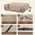 iBirdie Outdoor Waterproof and Weatherproof Hot Tub Cover 85 x 85 inch fit 84 x 84 or 83 x 83 or 82 x 82 or 7 ft x 7 ft Square SPA 600D Heavy Duty Cover Protectors Protective Cap, Brown