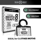 Clothing Moth Traps - 8 Pack - Non Toxic Moth Traps for Clothes with Pheromone Attractant - Odorless Sticky Trap for Closet, Carpets