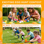 20 Pcs Easter Egg and Spoon Race Game Set, 10 Players Balance Relay Easter Games Include 10 Eggs and Wooden Spoons for Kids Family Carnival Sports Outdoor Games Holiday Birthday Party Supplies