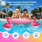 Blufree Pool Chlorine Floater, Solar Flamingo Chlorine Tablet Floater w/Adjustable Release, Glow in The Dark Large Capacity Floating Chlorines Dispenser for Pool Hot Tub Spa