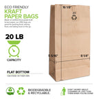 Stock Your Home 20 Lb Kraft Big Brown Paper Bags (100 Count) - Bulk Disposable Liquor Bottle Sacks, Extra Large Size Blank Bag, Good for Big Lunch, Grocery Food Shopping, and Arts & Crafts Projects