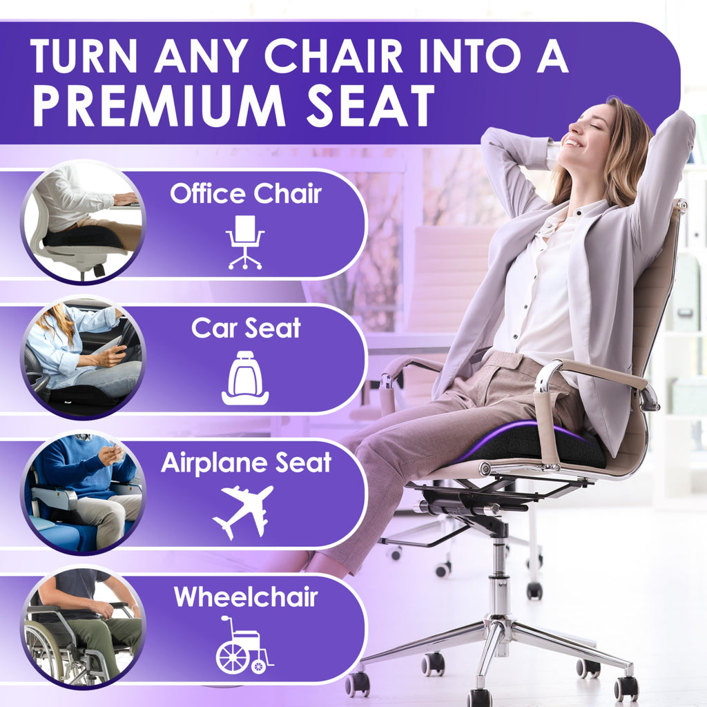 X Large Seat Cushions for Office Chairs– Pressure Relief Seat Cushion for Tailbone Pain, Back Pain, Coccyx & Sciatica Pain Relief Pillow – Office Chair Cushion with Extra Cover(Gray)