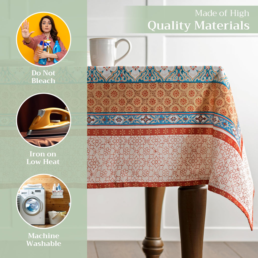 Maison d' Hermine 100% Cotton Table Cover - 60"x90" Rectangle Decorative Tablecloth - Washable Tablecloths for Dining, Home, Farmhouse & Party - Ideal for Thanksgiving & Christmas - Romane Collection