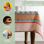 Maison d' Hermine 100% Cotton Table Cover - 60"x90" Rectangle Decorative Tablecloth - Washable Tablecloths for Dining, Home, Farmhouse & Party - Ideal for Thanksgiving & Christmas - Romane Collection