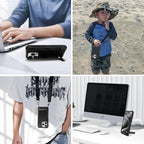 E-Tree for iPhone 15 Pro Max Case, with Crossbody Strap and Stand, Protective Shockproof Hard Phone Case Black, Perfect for Go Outside and Kid Elderly