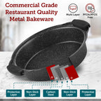 BAKKENMaster 6-Piece Nonstick Gray Marble Coated Bakeware Set - Professional Quality Carbon Steel Pans with Silicone Handles - Ideal for Oven, Refrigerator, Freezer - Dishwasher Safe