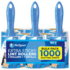 PetLovers Extra Sticky Lint Roller Bulk Value Set 3 Rollers 7 Refills 1,000 Sheets for Pet Hair Removal, Dog and Cat Lint Remover