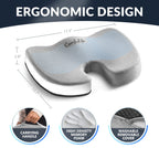 ComfiLife Gel Enhanced Seat Cushion – Office Chair Cushion – Non-Slip Gel & Memory Foam Coccyx Cushion for Tailbone Pain - Desk Chair Car Seat Cushions Driving - Sciatica & Back Pain Relief (Gray)