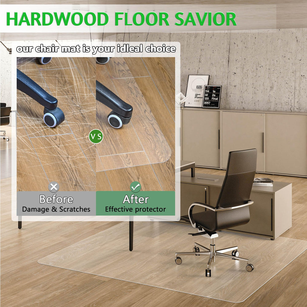 100pointONE Large Chair Mat for Hardwood Floor - 48" x 60" Clear Desk Chair Floor Protector Mat, Easy Glide Office Chair Mat for Home & Office