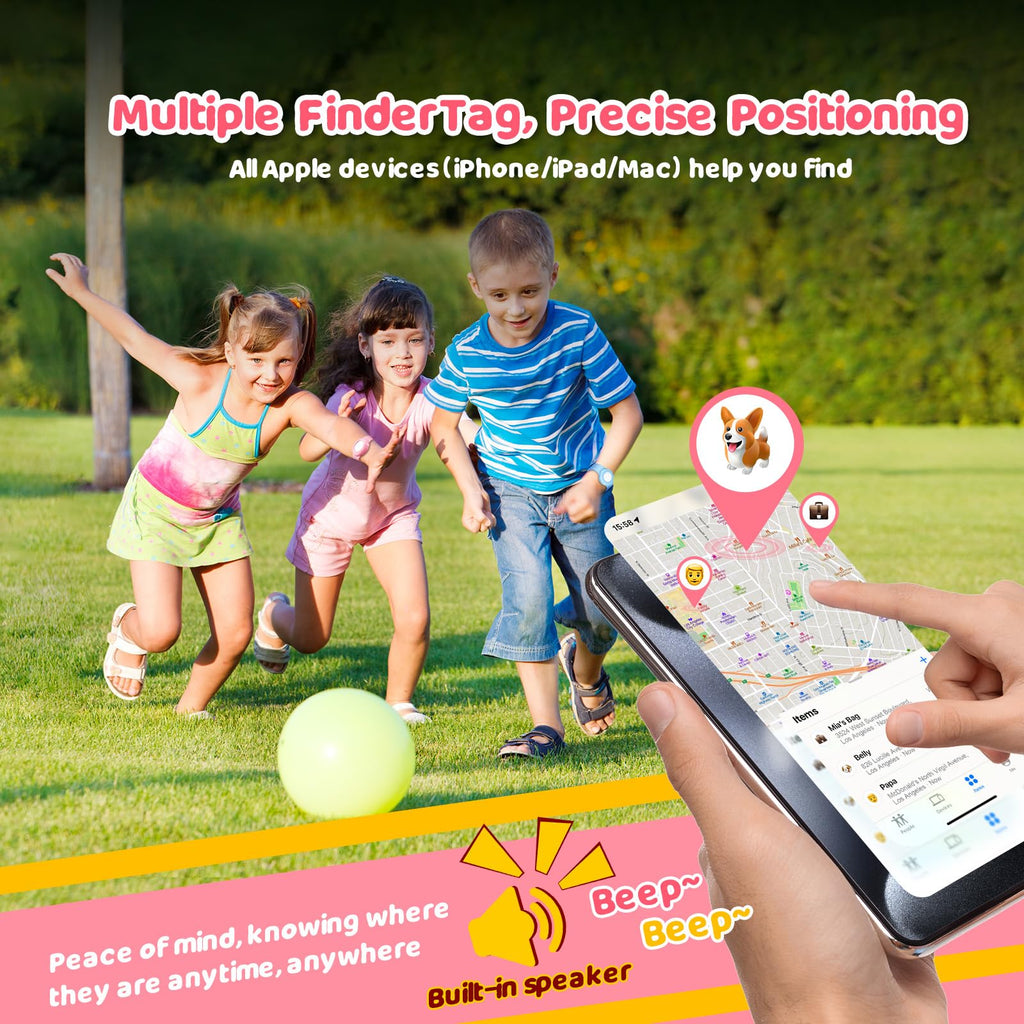 PawGaze Bracelet Tracker for Kids, Compatible with Apple iOS FindMy App, Anti-Lost Tracking Device for Girls/Boys/Elderly, Hidden Soft Silicone Holder Bracelet Wristband