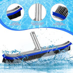 Pool Brush Head | 18" Heavy Duty Floor Brush | Stainless Steel Brush | Metal Pool Scrubber Brush | Wire Bristles & Aluminium Back for Sweep Calcium Buildup, Rust Stains on Concrete