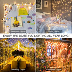 suddus 300 Led Christmas Lights Outdoor, 99ft Christmas Tree Lights Connectable, Warm White Christmas Lights Indoor for Xmas Holiday Yard Party Porch Holiday Lights Decor