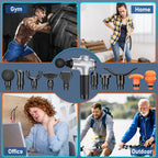 RAEMAO Massage Gun Deep Tissue, Back Massage Gun for Athletes for Pain Relief Attaching 10 PCS Specialized Replacement Heads, Percussion Massager with 10 Speeds & LED Screen, Silver