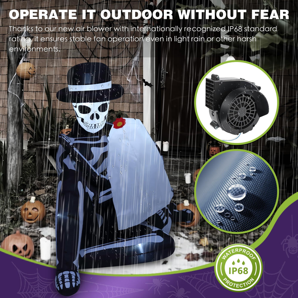 Funflatable 8.5 FT Giant Halloween Inflatables Cuddling Skeleton Couple Lovers Outdoor Decorations, Halloween Blow Up Yard Decorations with Built-in LED Lights for Yard Lawn Garden Decor